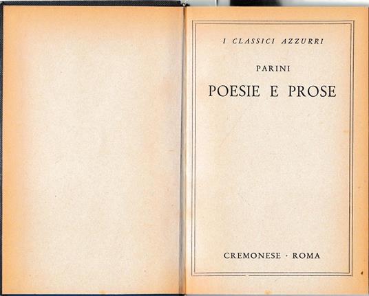 Poesie e prose - Giuseppe Parini - copertina