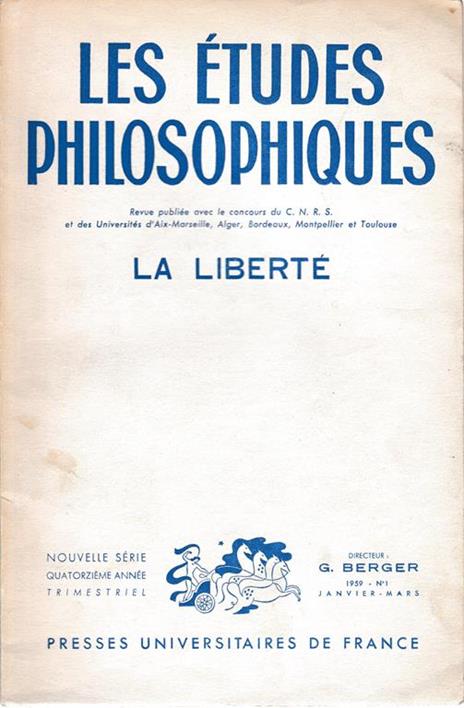 Les études philosophiques. La liberté n. 1. Pubblicazione trimestrale - copertina