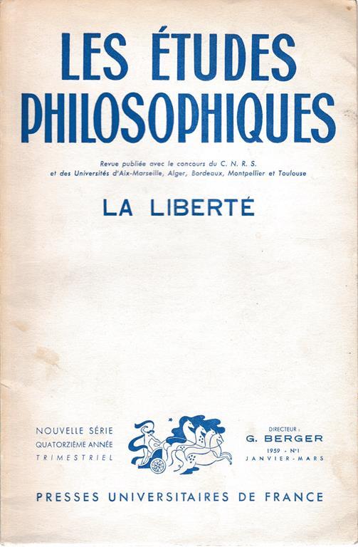Les études philosophiques. La liberté n. 1. Pubblicazione trimestrale - copertina