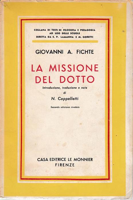 La missione del dotto - J. Gottlieb Fichte - copertina