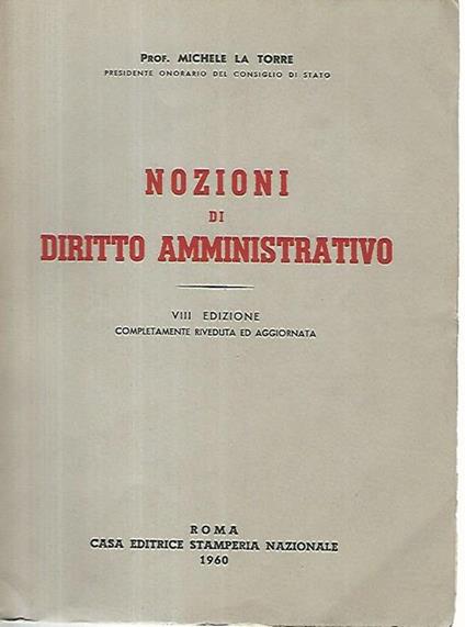 Nozioni di diritto amministrativo - Michele La Torre - copertina