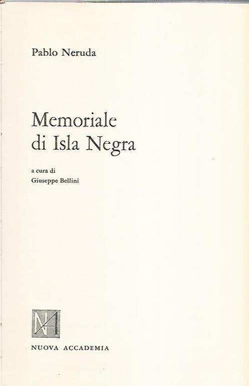 Memoriale di Isla Negra - Pablo Neruda - copertina