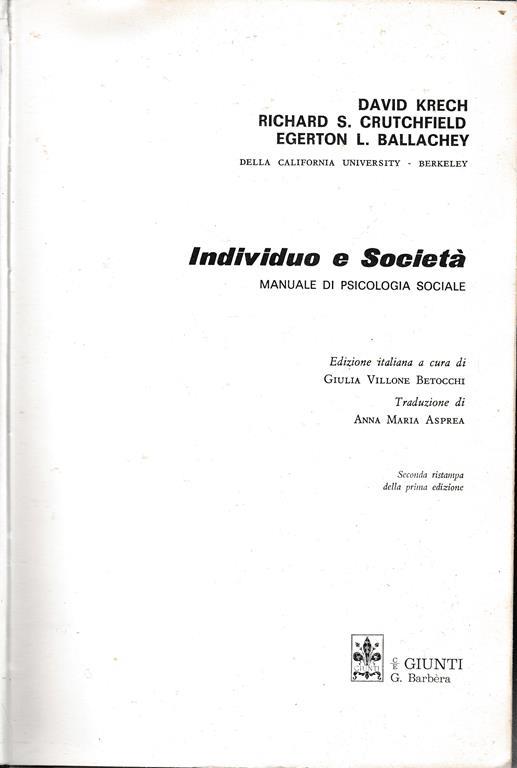 Individuo e società - copertina