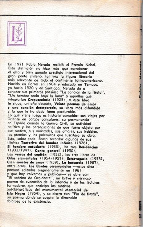Cantos cerimoniales - Pablo Neruda - 2