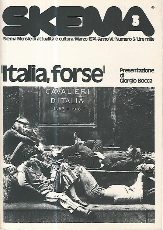 Skema. Italia,forse. Marzo 1974. Anno VI. Numero 3 - copertina