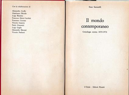 Il mondo contemporaneo. Cronologia storica 1870-1974 - Elio Santarella - copertina