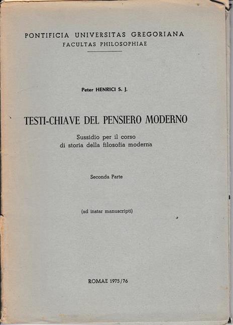 Testi-chiave del pensiero moderno. Parte seconda - copertina
