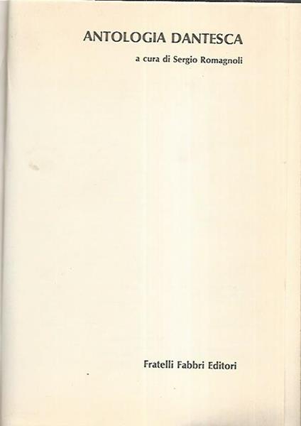 Antologia dantesca - Sergio Romagnoli - copertina