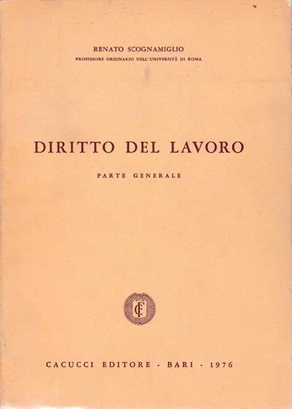 Diritto del lavoro - Renato Scognamiglio - copertina