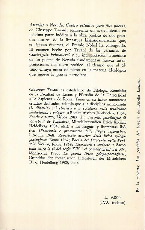 Asturias y Neruda. Cuatro estudios para dos poetas - Giuseppe Tavani - 2