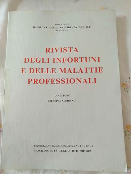Rivista degli infortuni e delle malattie professionali - Giuseppe Alibrandi - copertina