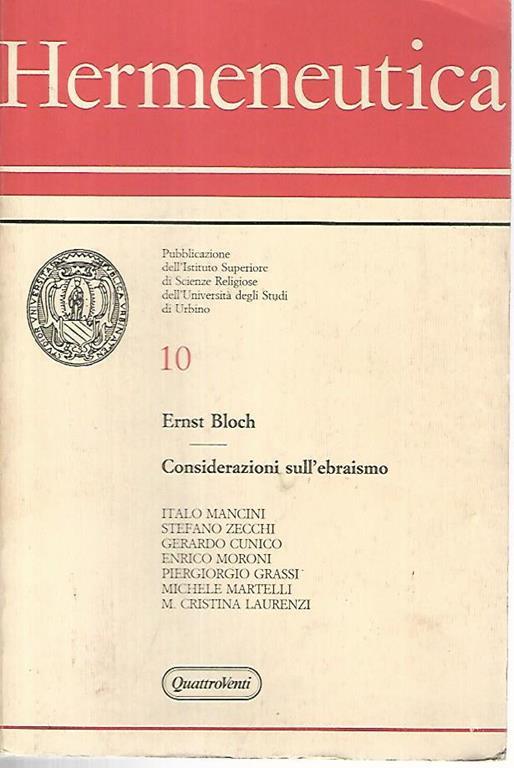 Considerazioni sull'ebraismo - Ernst Bloch - copertina