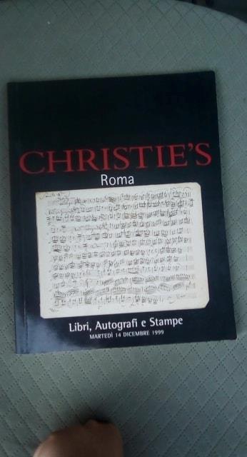 christiès roma libri autografi e stampe martedi 14 dicembre 1999 - copertina