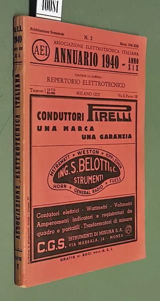 Associazione elettrotecnica italiana ANNUARIO 1940 Anno XVIII N. 1 (giugno 1940) Anno XIX N. 2 (marzo 1941) REPERTORIO ELETTROTECNICO - copertina
