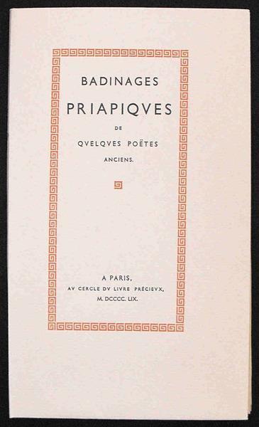 Badinages Priapiques De Quelques Poetes Anciens - Anonimo - copertina
