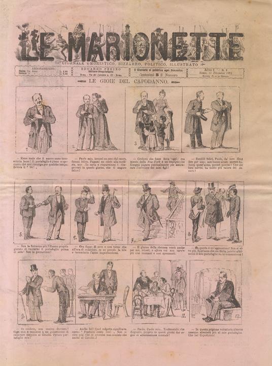 MARIONETTE (LE). Giornale umoristico, bizzarro, politico, illustrato. Anno I. N. 1. Roma, 31 dicembre 1893 - copertina