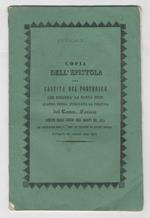 Copia dell'epistola alla santità del pontefice che reggerà la Santa Sede quando verrà pubblicata la politica del Comm. Fenicia, scritta dallo stesso nell'agosto del 1834, ed estratta dal I° dei 12 volumi di quest'opera. Nell'aprile del corrente anno