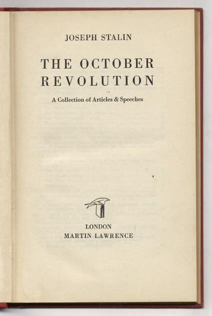 The October Revolution. A Collection of articles & speeches - Stalin - copertina