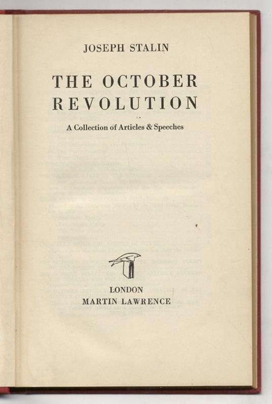 The October Revolution. A Collection of articles & speeches - Stalin - copertina