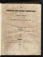 LONDON (THE) and Paris Observer or weekly chronicle of Literature, Science, and the Fine Arts. Vol. XXI. 1845 dal n. 1028 del 5 gennaio 1845 al n. 1079 del 28 dicembre 1845. Annata completa