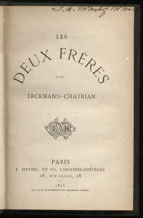 Les Deux Frères - Émile Erckmann - copertina