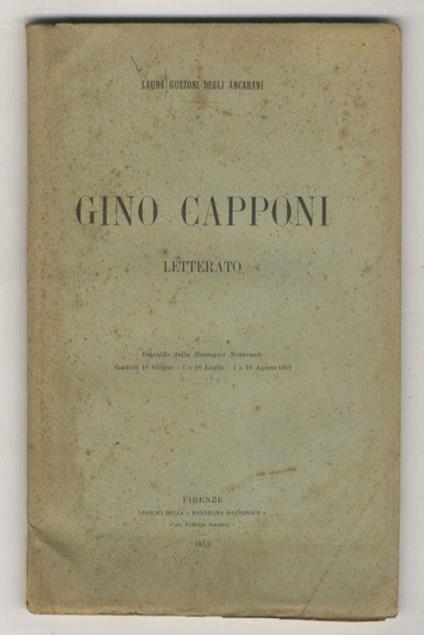 Gino Capponi letterato - copertina