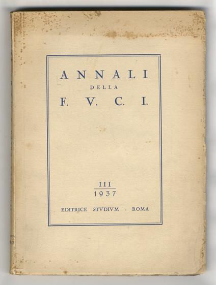 ANNALI della F.U.C.I. III 1937 - copertina