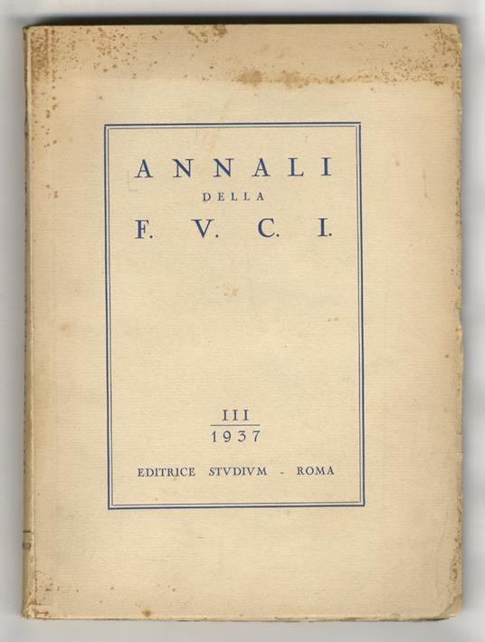 ANNALI della F.U.C.I. III 1937 - copertina