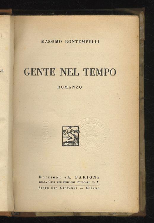 Gente del tempo - Massimo Bontempelli - copertina