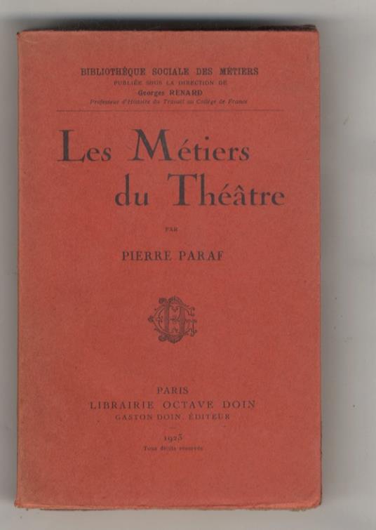 Les metiers du théatre - Pierre Paraf - copertina