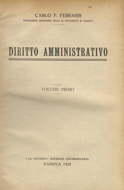Diritto amministrativo - Carlo F. Ferraris - copertina