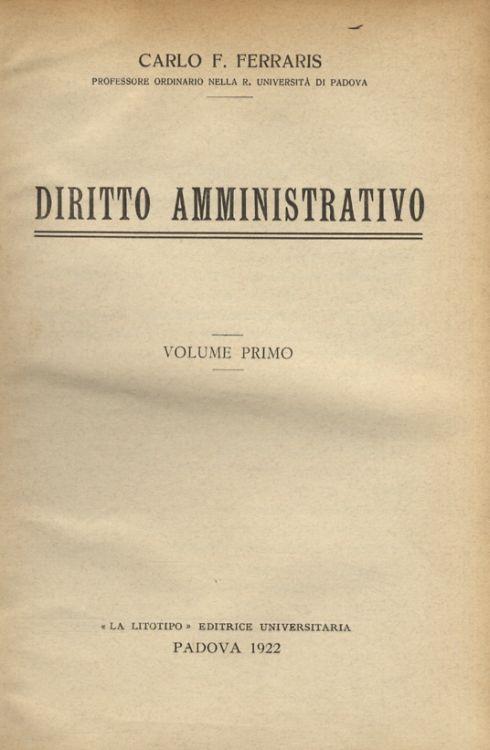 Diritto amministrativo - Carlo F. Ferraris - copertina