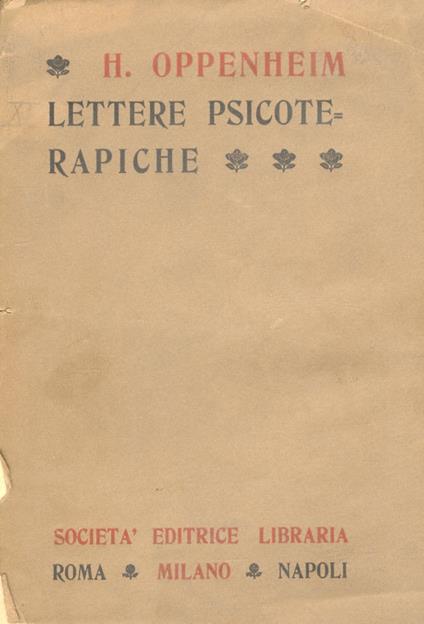 Lettere psicoterapiche. Traduzione del dott. Alessandro Clerici - Hermann Oppenheim - copertina