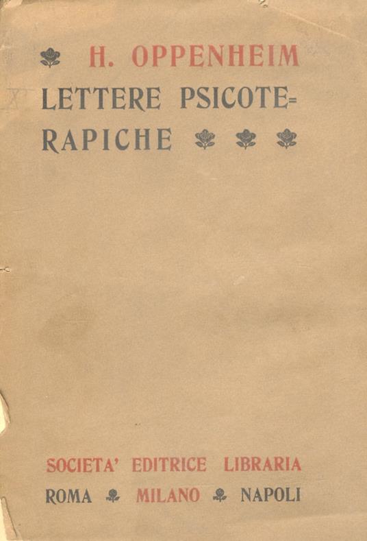 Lettere psicoterapiche. Traduzione del dott. Alessandro Clerici - Hermann Oppenheim - copertina