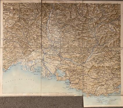 Carta topografica intelata di cm. 39 x 50, in scala 1 a 500000. In evidenza Il Golfo di Lione, Marsiglia, Tolone, S.Tropez - Marseille - copertina