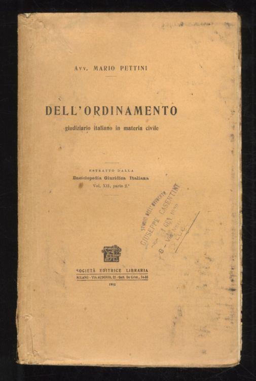 Dell'ordinamento giudiziario italiano in materia civile - Mario Petrini - copertina