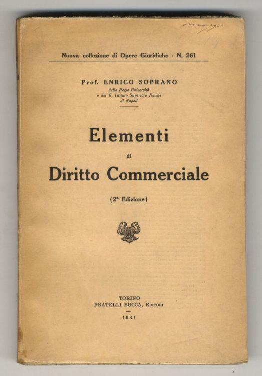 Elementi di diritto commerciale. (Seconda edizione) - Enrico Soprano - copertina