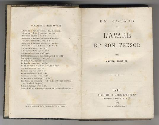 En Alsace. L'Avare et son trésor - Xavier Marmier - copertina