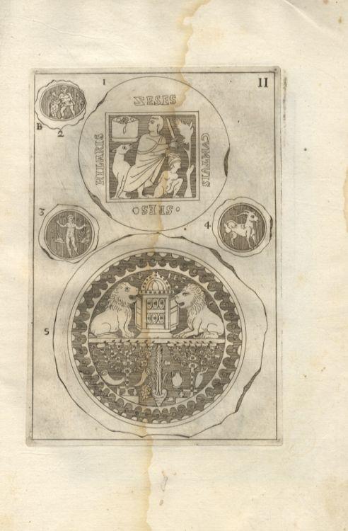 Lotto composto da 31 tavole in calcografia, numerate I-XXXI, raffiguranti particolari di vasi in vetro romani - Filippo Buonarroti - copertina