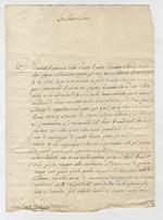 Firma autografa in calce a lettera manoscritta, stesa su due facciate d'un foglio ripiegato una volta. Indirizzata al conte Niccolò Benedetti a Spoleto datata Roma, 14 Xmbre 1729. Martedì 6 corrente hebbi l'onore d'essere chiamato a Palazzo per altr
