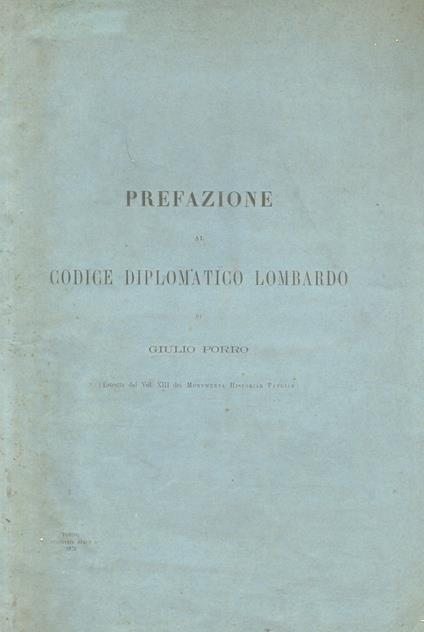 Prefazione al Codice Diplomatico Lombardo - copertina