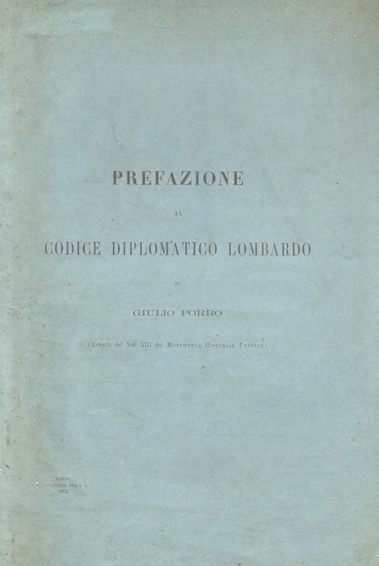 Prefazione al Codice Diplomatico Lombardo - copertina