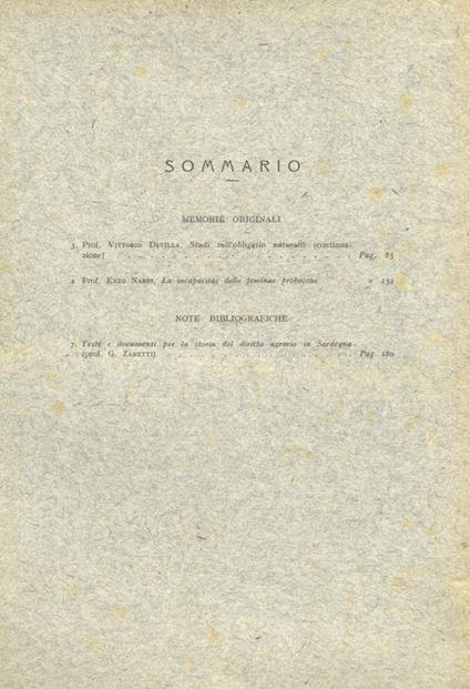 La incapacitas delle feminae probosae. (In: Studi Sassaresi, Serie II - Vol. XVII, Fasc. II) - Enzo Nardi - copertina