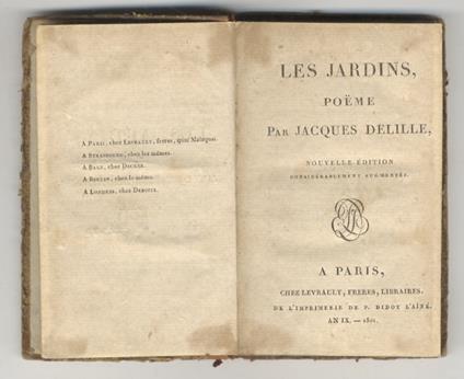 Les jardins, poeme [...]. Nouvelle édition, considerablement augmentée - Jacques Delille - copertina