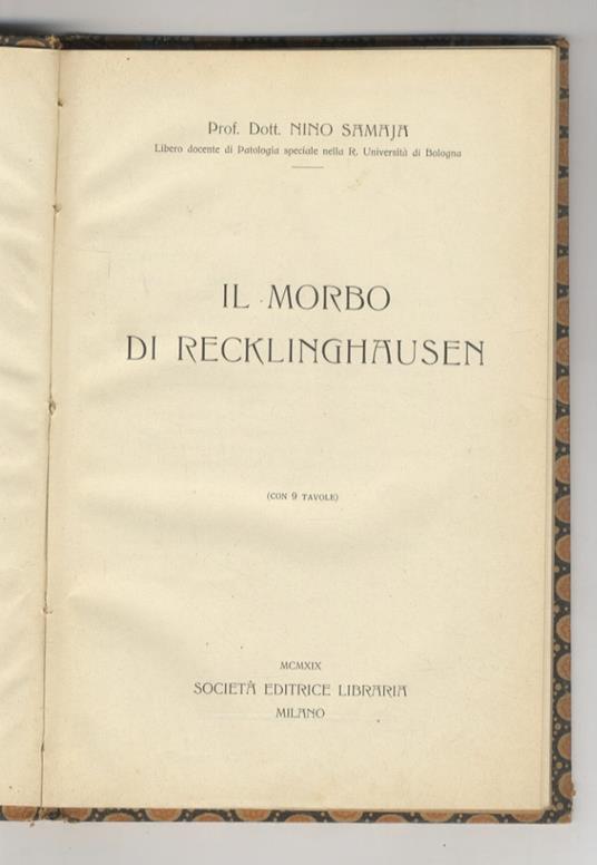 Il morbo di Recklinghausen (con 9 tavole) - Nino Samaja - copertina
