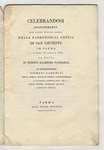 Celebrandosi solennemente con sacra divota pompa nella parrocchial chiesa di San Giuseppe in Parma il giorno 16 aprile 1837 la festa di questo glorioso patriarca ai reverendissimi signori canonici [...] l'avvocato Giuseppe Godi nella romana pastorale