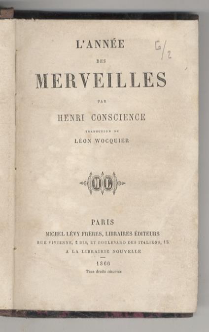 L' Année des merveilles. Traduction de Léon Wocquier - copertina