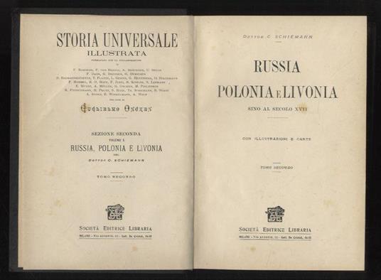 Russia, Polonia e Livonia sino al secolo XVII. Tomo primo [- tomo secondo] - C. Schiemann - copertina