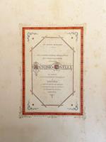 NEL FAUSTO giorno onomastico dell'onorevole signore cavaliere Antonio Civelli gli addetti allo stabilimento tipografico di Ancona a dimostrazione di ossequio e testimonianza di affetto ad augurio di felicità imperitura. 17 gennaio 1886