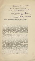 L' Italie dans les carnets d'Edgar Quinet